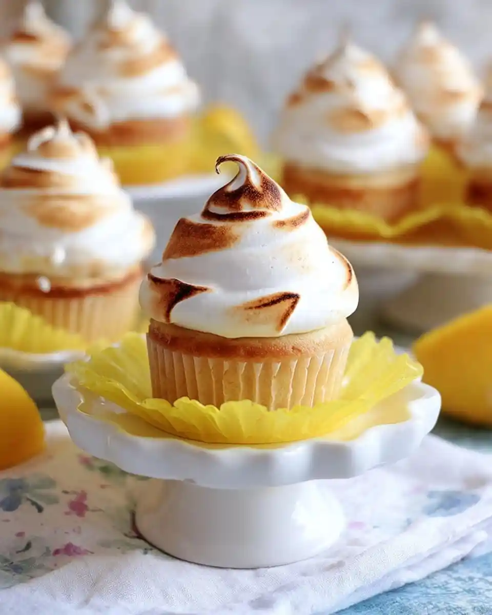 Delicious {{ $('Fetch Recipe Data').first().json["Main Keyword"] }} with toasted meringue frosting on a white pedestal stand.