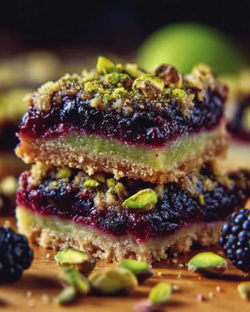 Delicious Blackberry Pistachio Dream Bars with a sweet and nutty flavor combination