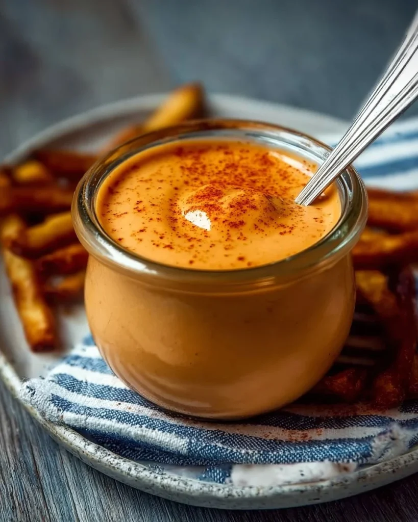 Bowl of classic Southern Comeback Sauce served with vegetables and crackers