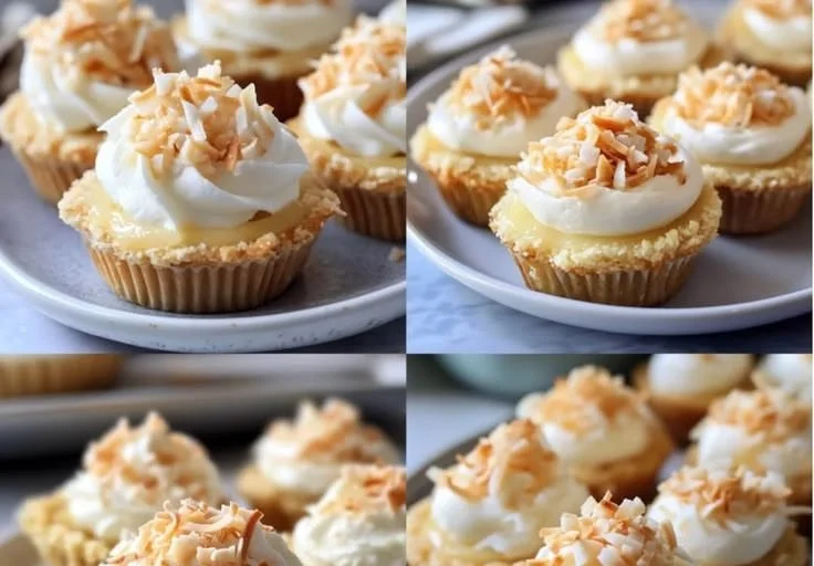 Delicious Coconut Cream Dessert Cups garnished with fresh coconuts.