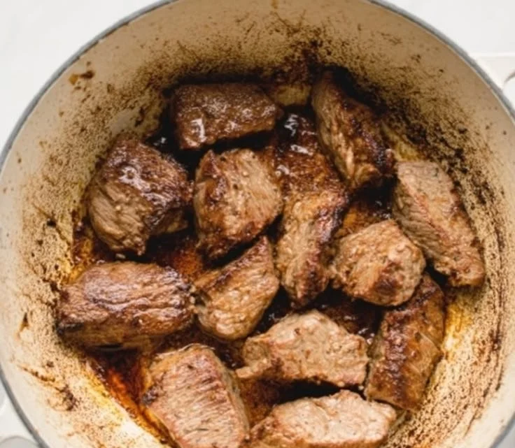 Delicious Dutch Oven Beef Stroganoff cooked with tender beef and rich sauce