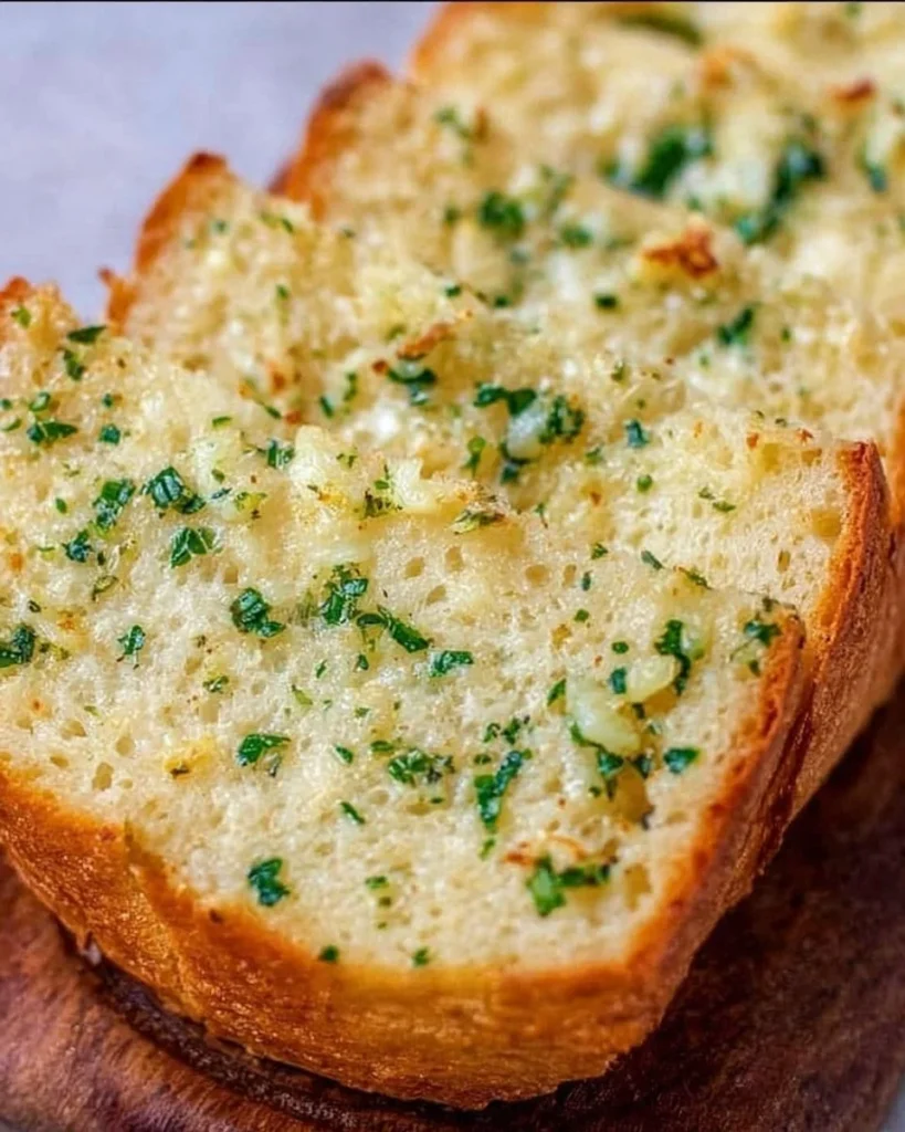 Delicious slices of easy garlic bread ready to serve