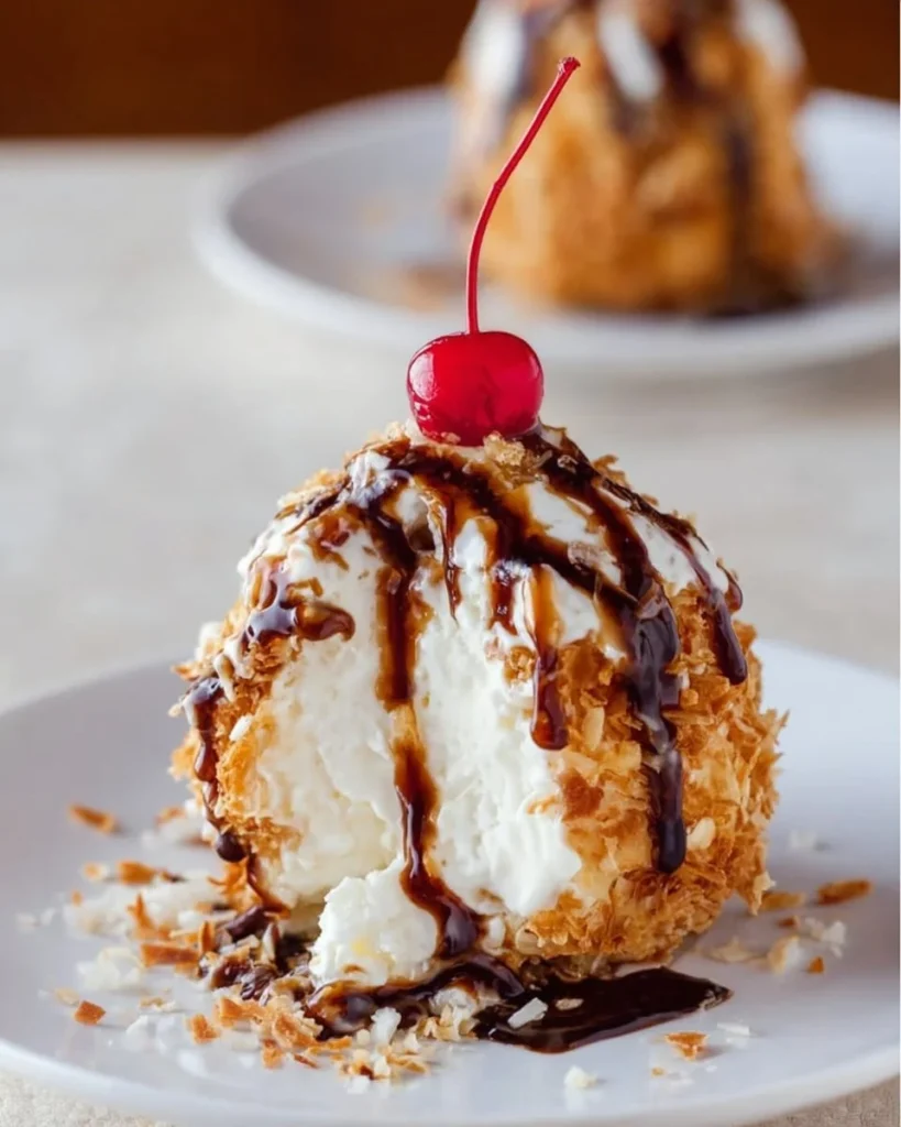Delicious fried ice cream served as a dessert treat