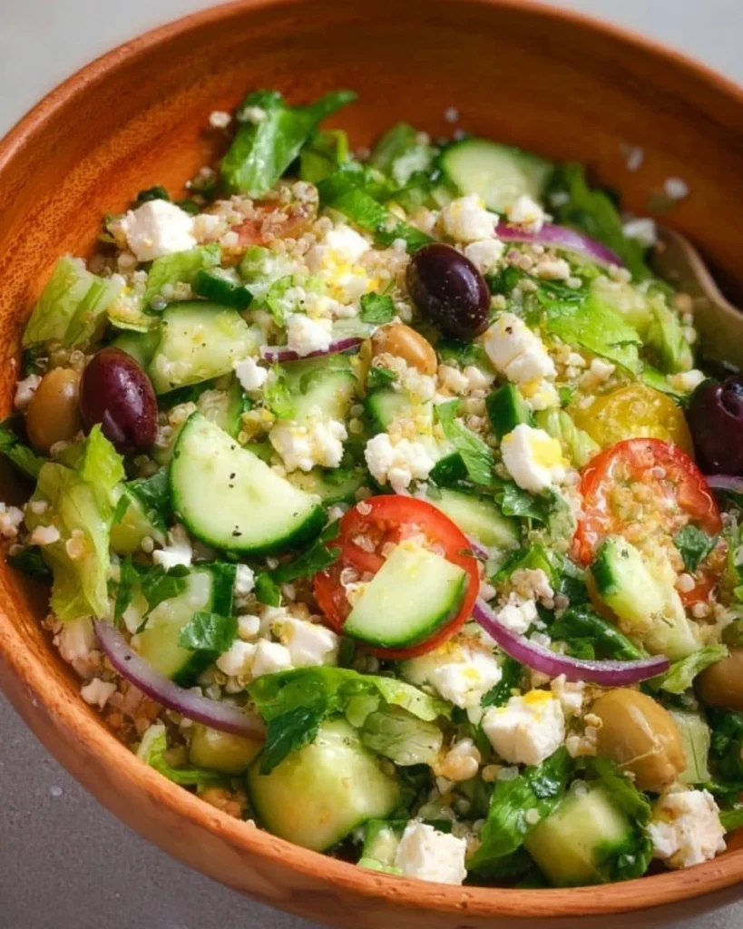 A bowl of Jennifer Aniston Salad with fresh ingredients and vibrant colors.