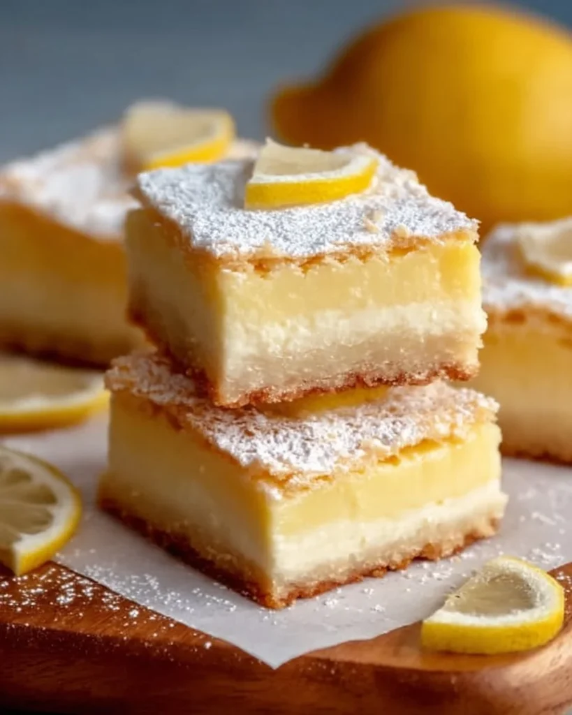 Delicious Lemon Cream Slice Bars topped with fresh lemon zest