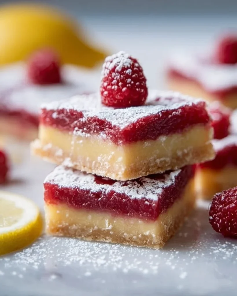 Delicious Lemon Raspberry Bars with a vibrant citrus and berry topping