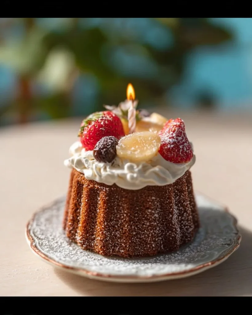 Delicious mini birthday cake decorated with colorful icing and sprinkles