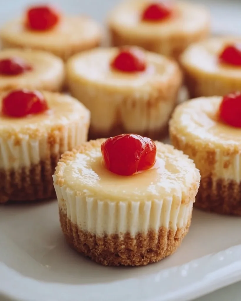 Mini cheesecakes with vanilla wafers crust on a decorative plate