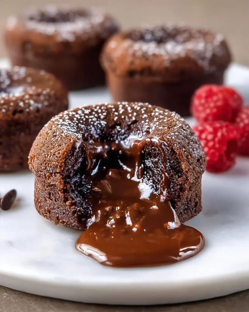 Mini Chocolate Lava Bundt Cakes with molten chocolate center
