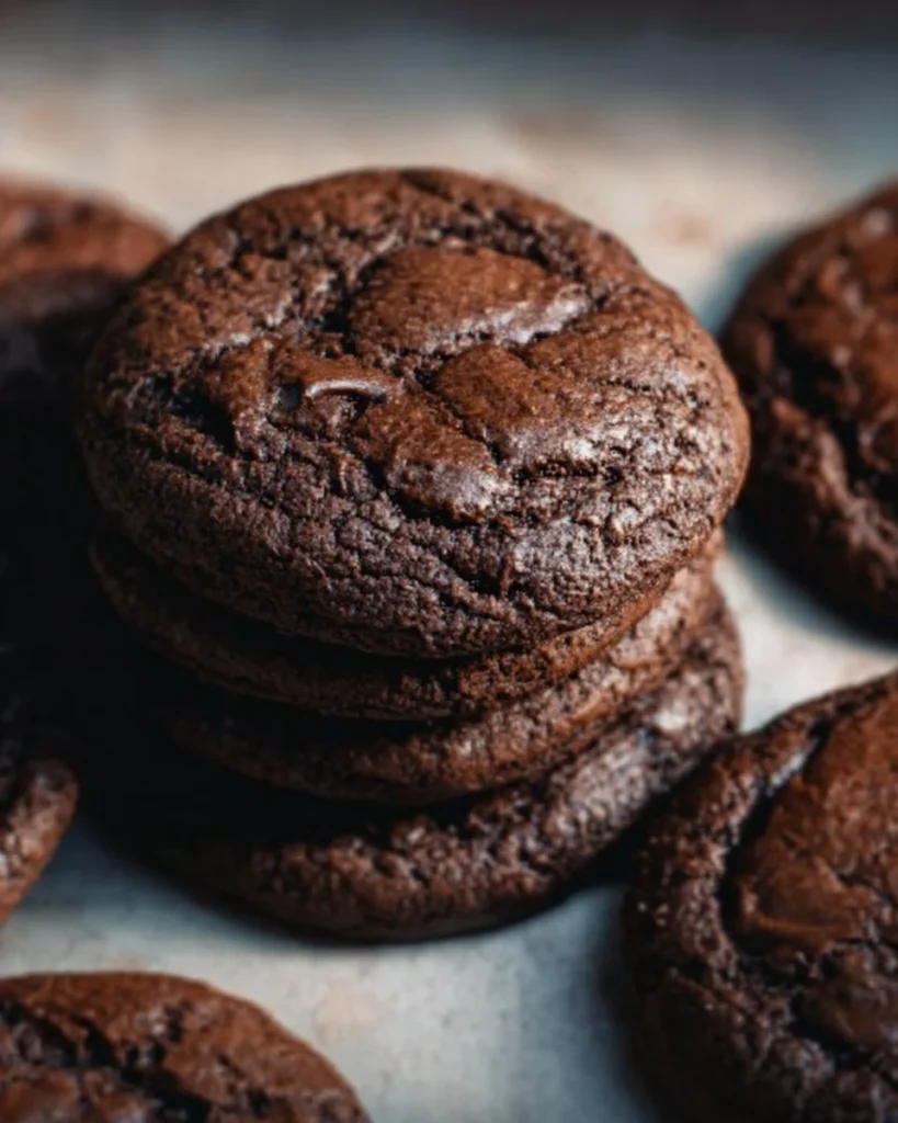 Delicious sourdough brownie cookies on a plate, perfect for dessert lovers.