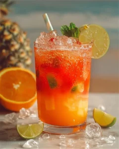 Refreshing tropical summer drink fruit punch without alcohol